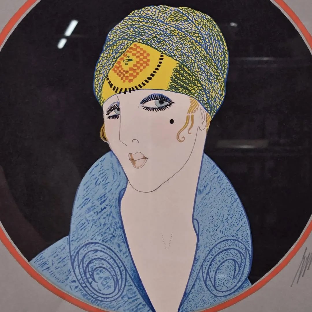 1970s Erté Signed Serigraph Pair – Yellow Turban Ap 60/60 & Rose Turban 264/300 Framed - 4