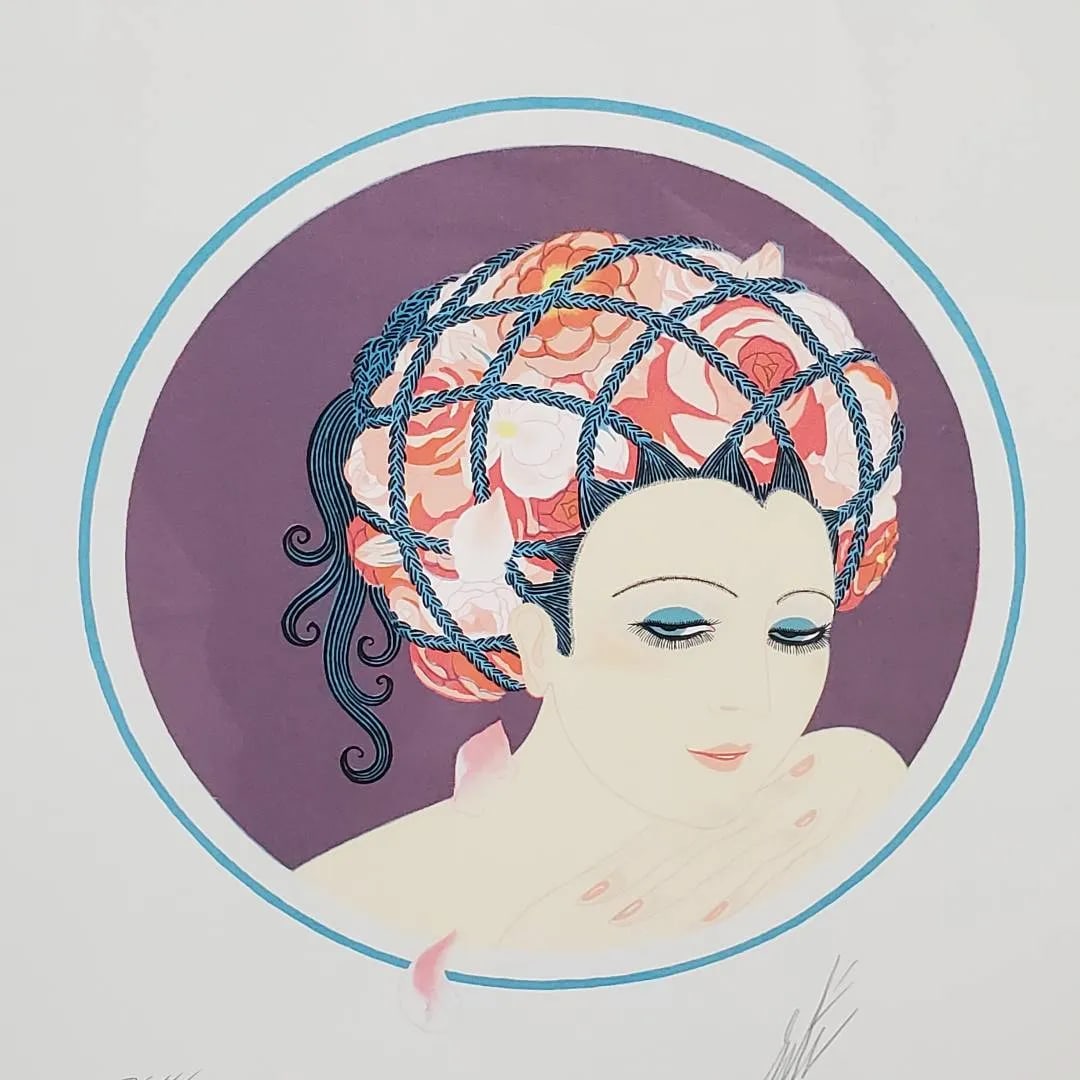 1970s Erté Signed Serigraph Pair – Yellow Turban Ap 60/60 & Rose Turban 264/300 Framed - 7