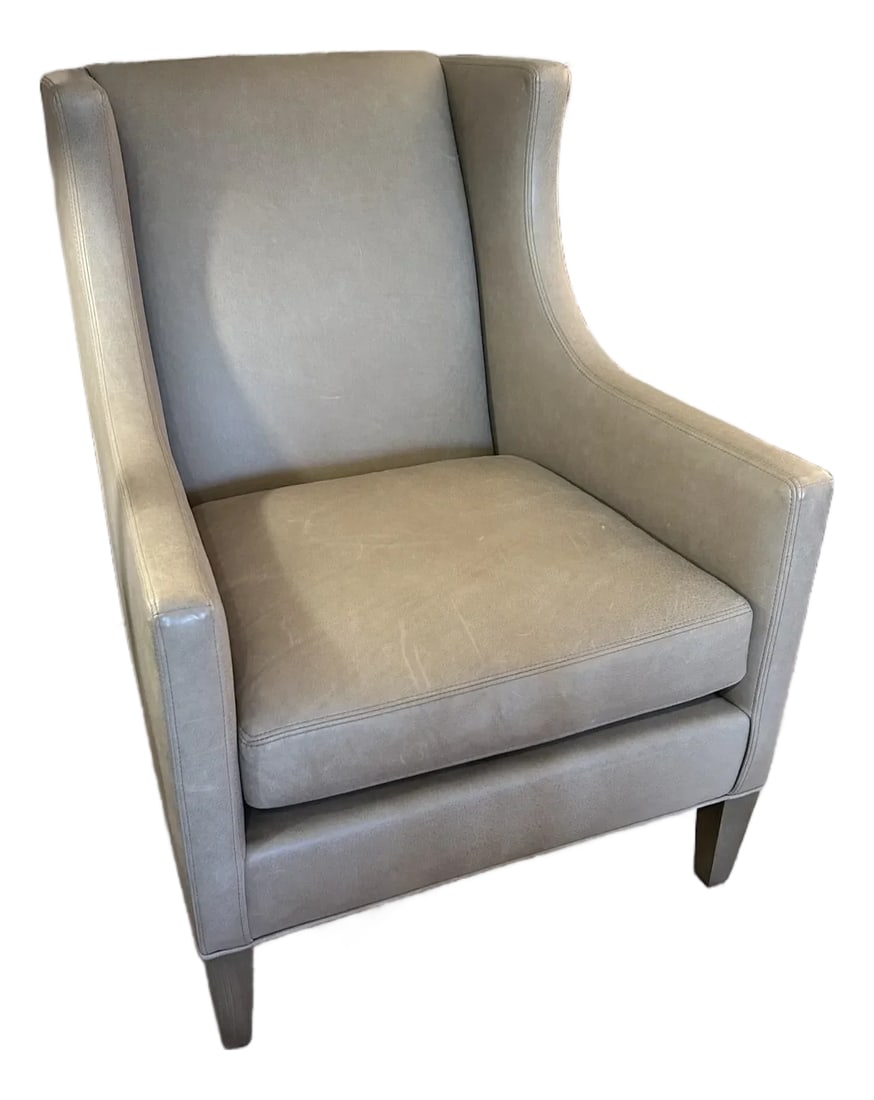 Lee Industries Gray Leather Custom Club Chair (1 of 11)