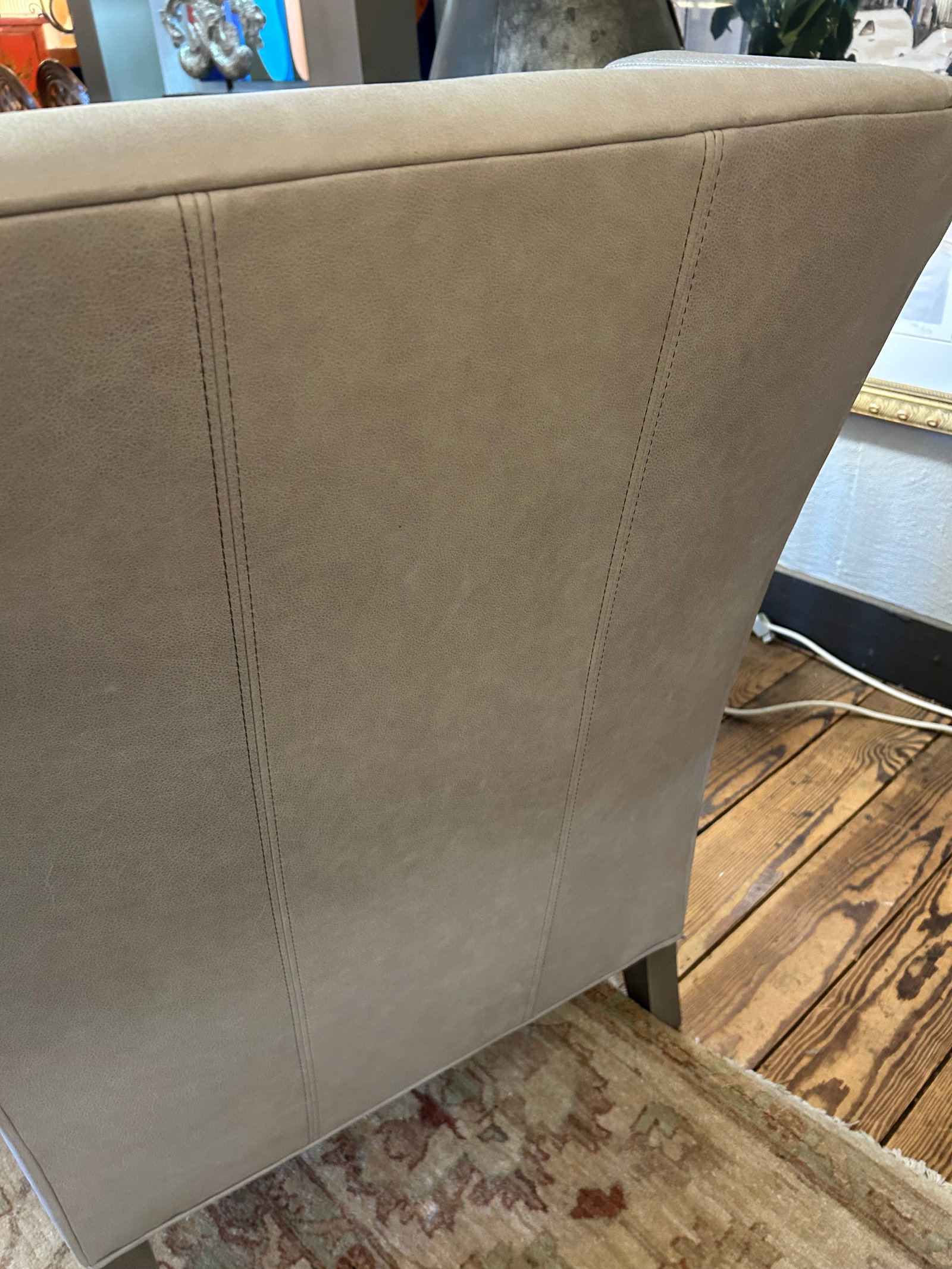 Lee Industries Gray Leather Custom Club Chair - 3
