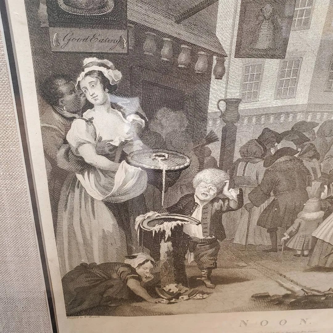 18th Century William Hogarth Four Times of Day Engravings - Set of 3 Framed Prints - 10