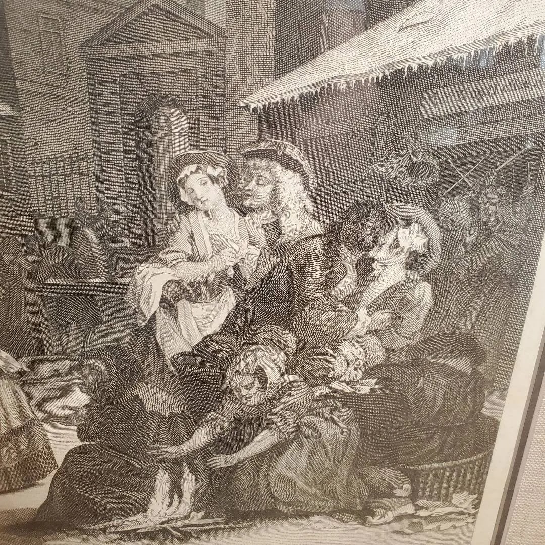 18th Century William Hogarth Four Times of Day Engravings - Set of 3 Framed Prints - 17