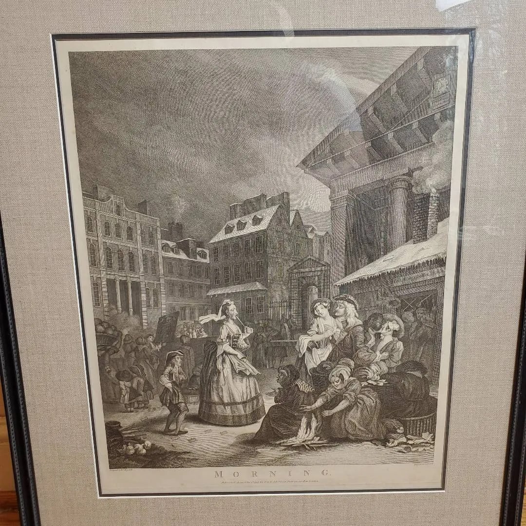 18th Century William Hogarth Four Times of Day Engravings - Set of 3 Framed Prints - 2