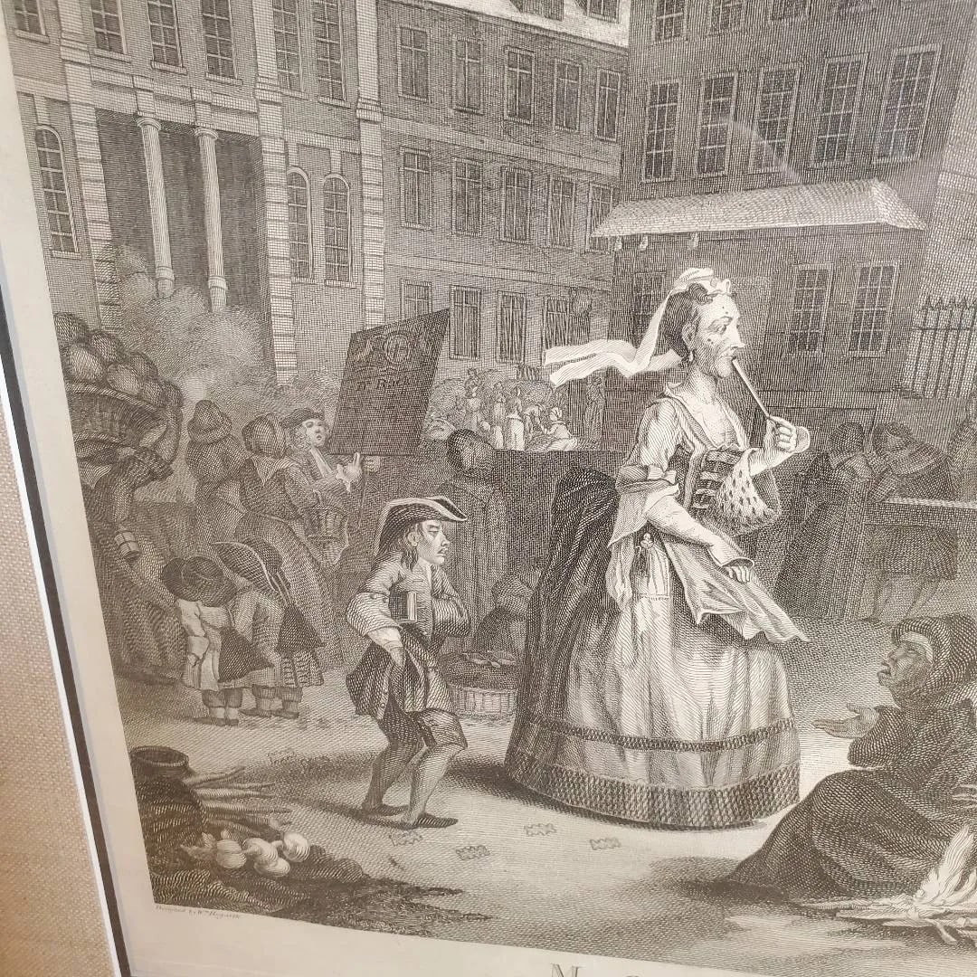 18th Century William Hogarth Four Times of Day Engravings - Set of 3 Framed Prints - 4