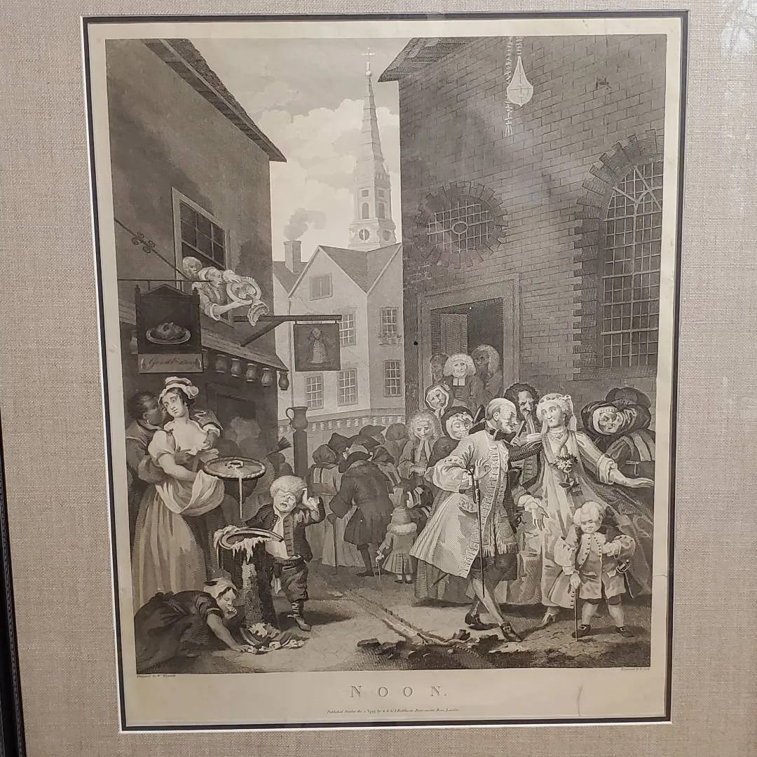 18th Century William Hogarth Four Times of Day Engravings - Set of 3 Framed Prints - 5