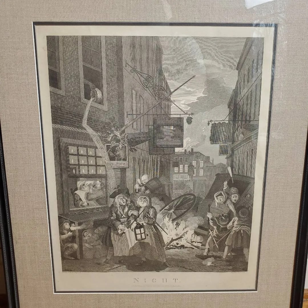 18th Century William Hogarth Four Times of Day Engravings - Set of 3 Framed Prints - 9
