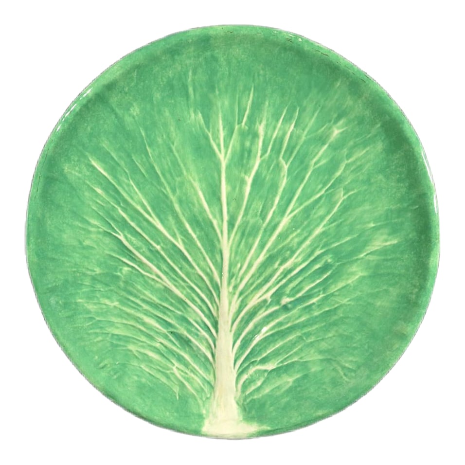 Late 20th Century Dodie Thayer Trompe l'Oeil Lettuce-Ware Dish: Palm Beach Chic: Dodie Thayer "Lettuce Ware" Leaf Dish Mid-20th Century A quintessential piece of "Palm Beach Chic," this large handcrafted ceramic Trompe L'oeil platter was created by the legendary