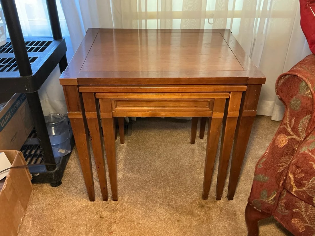 Mid 20th Century "Milan Cherry" Three-Piece Nesting Tables, Quality American - 2