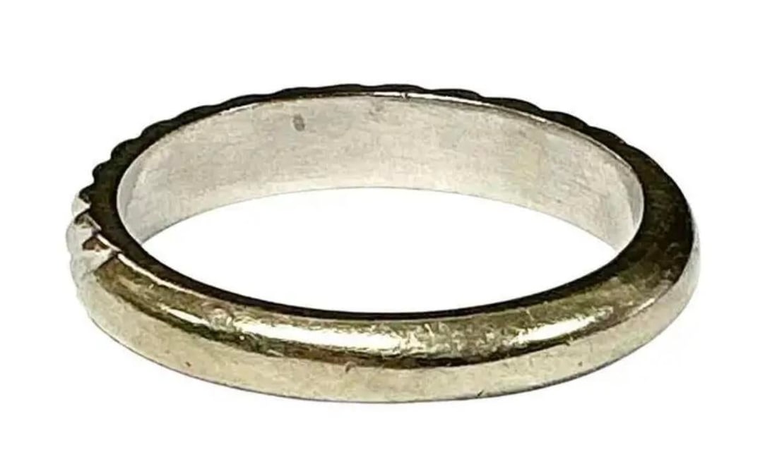 14k White Gold Textured Band Ring - 3