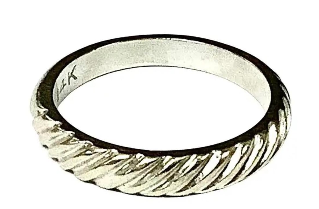 14k White Gold Textured Band Ring - 5