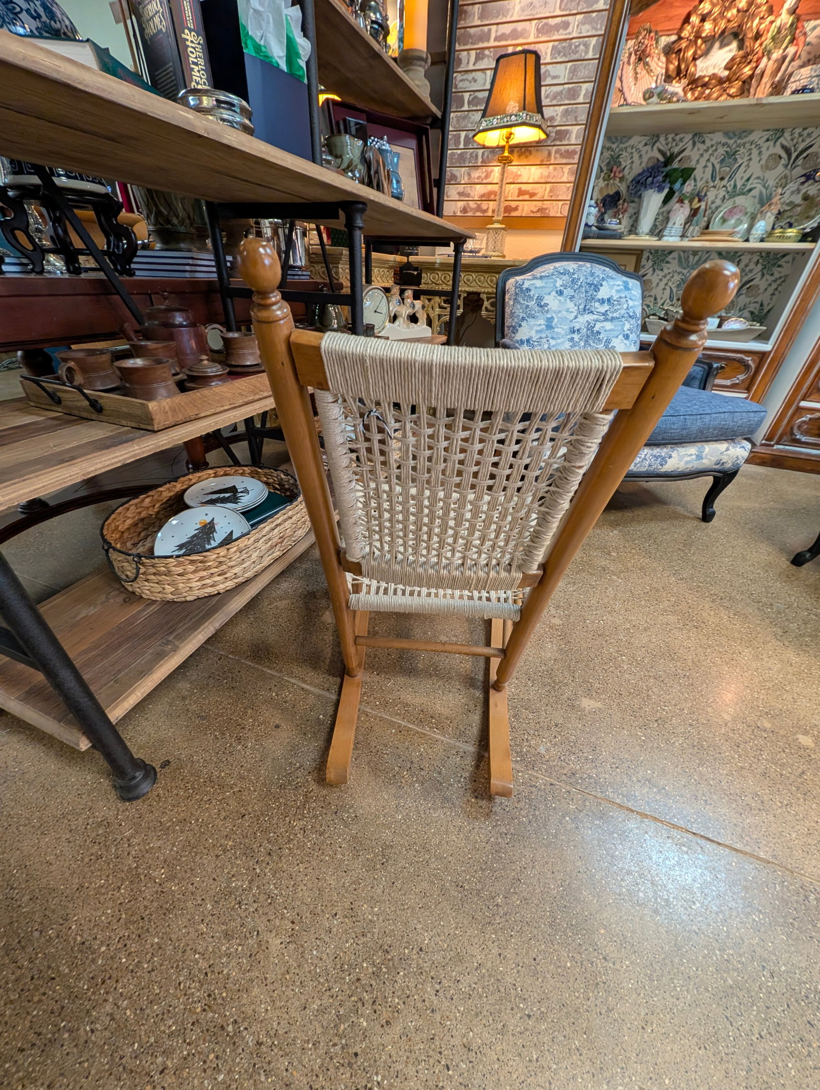 Restored Vintage Child's Rocking Chair With Hand-Woven Macramé Seat - 8