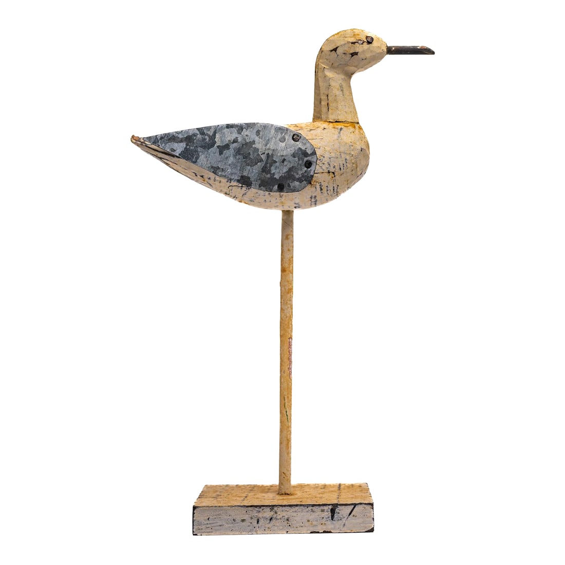 Folk Art Duck With Tin Wings on Stand, Early 20th Century (1 of 6)