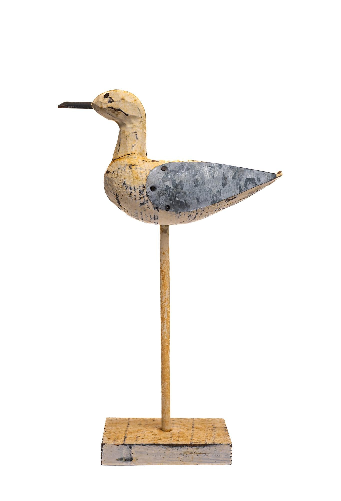 Folk Art Duck With Tin Wings on Stand, Early 20th Century - 3