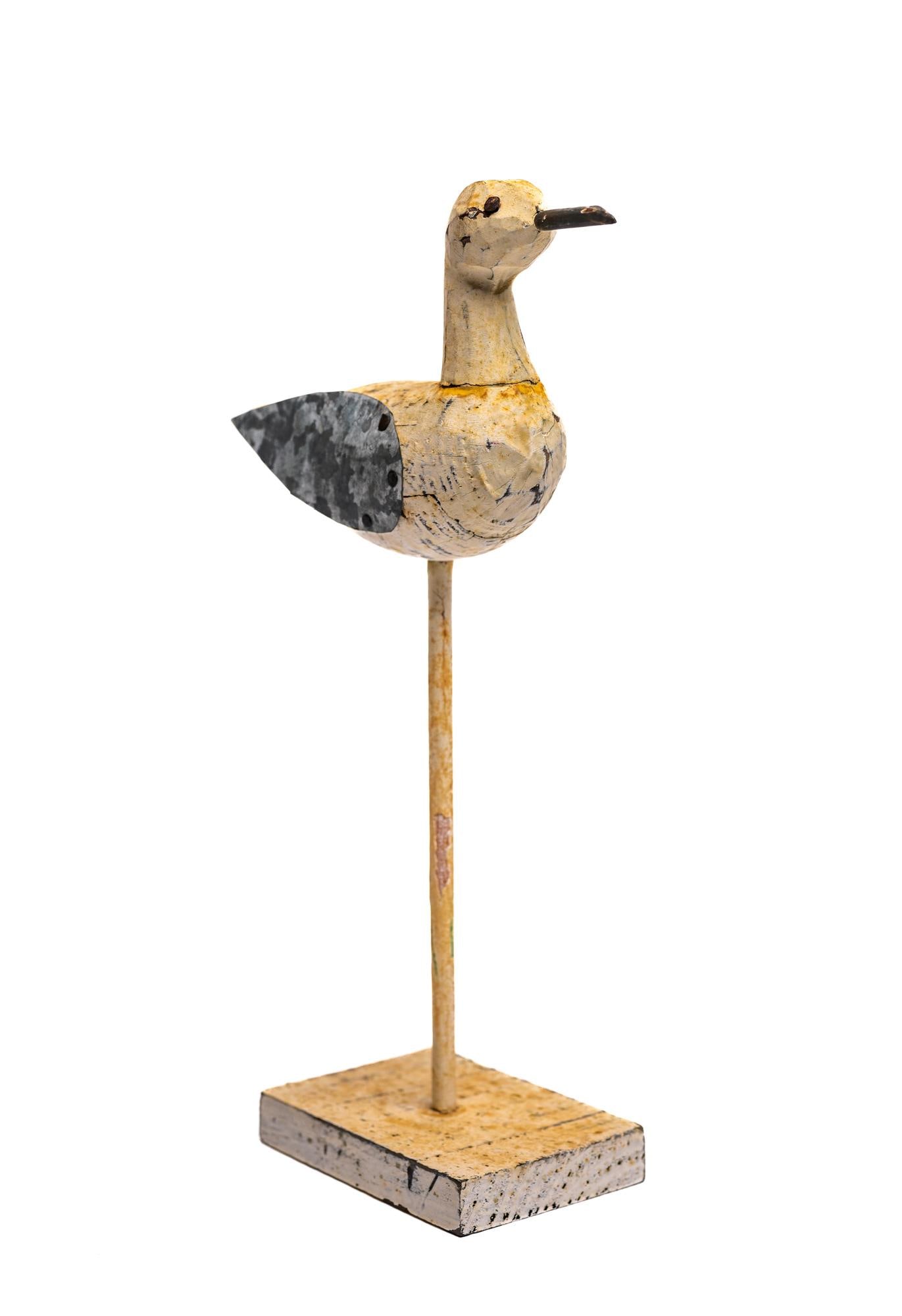 Folk Art Duck With Tin Wings on Stand, Early 20th Century - 4