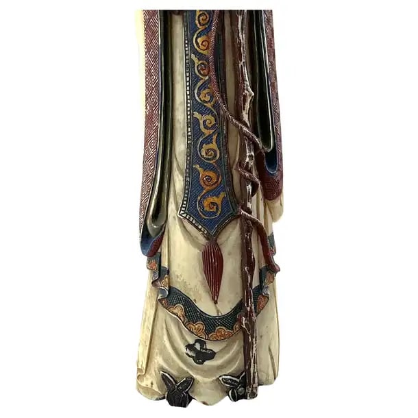 Large Carved and Polychrome Chinese Figurines, a Pair - 10
