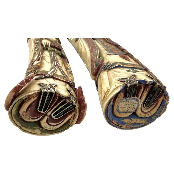 Large Carved and Polychrome Chinese Figurines, a Pair - 12