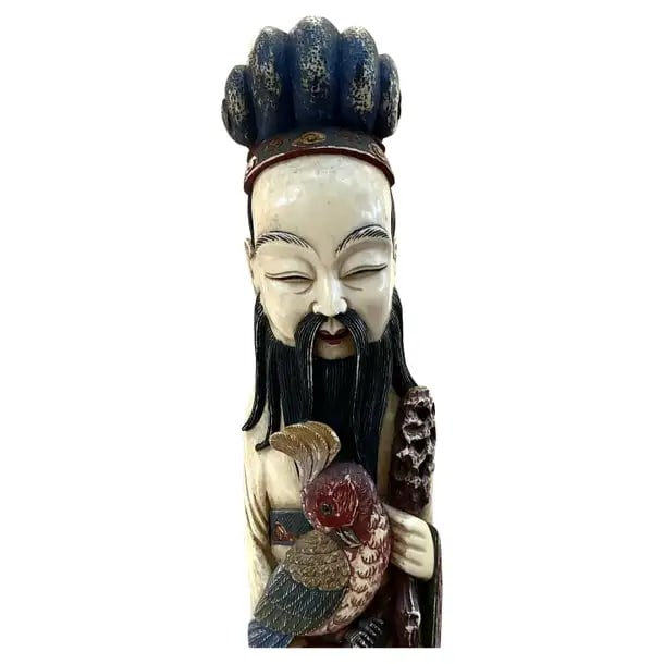 Large Carved and Polychrome Chinese Figurines, a Pair - 5