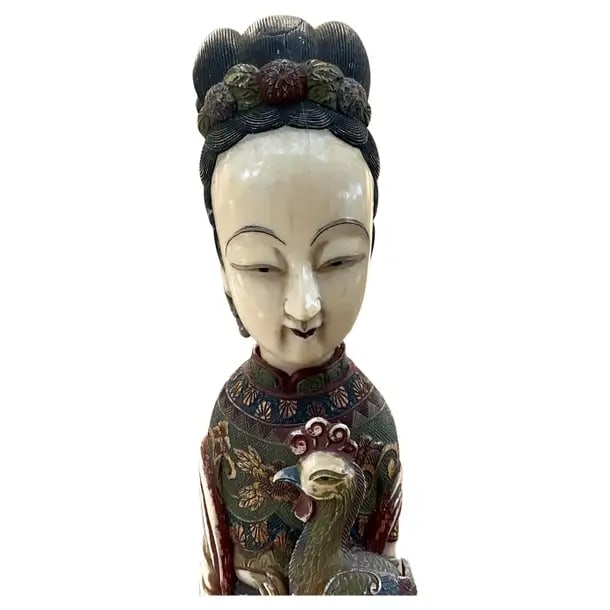 Large Carved and Polychrome Chinese Figurines, a Pair - 6