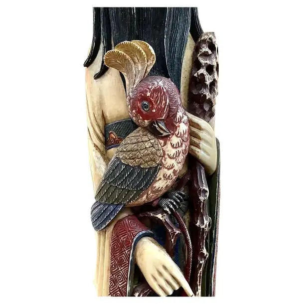 Large Carved and Polychrome Chinese Figurines, a Pair - 7
