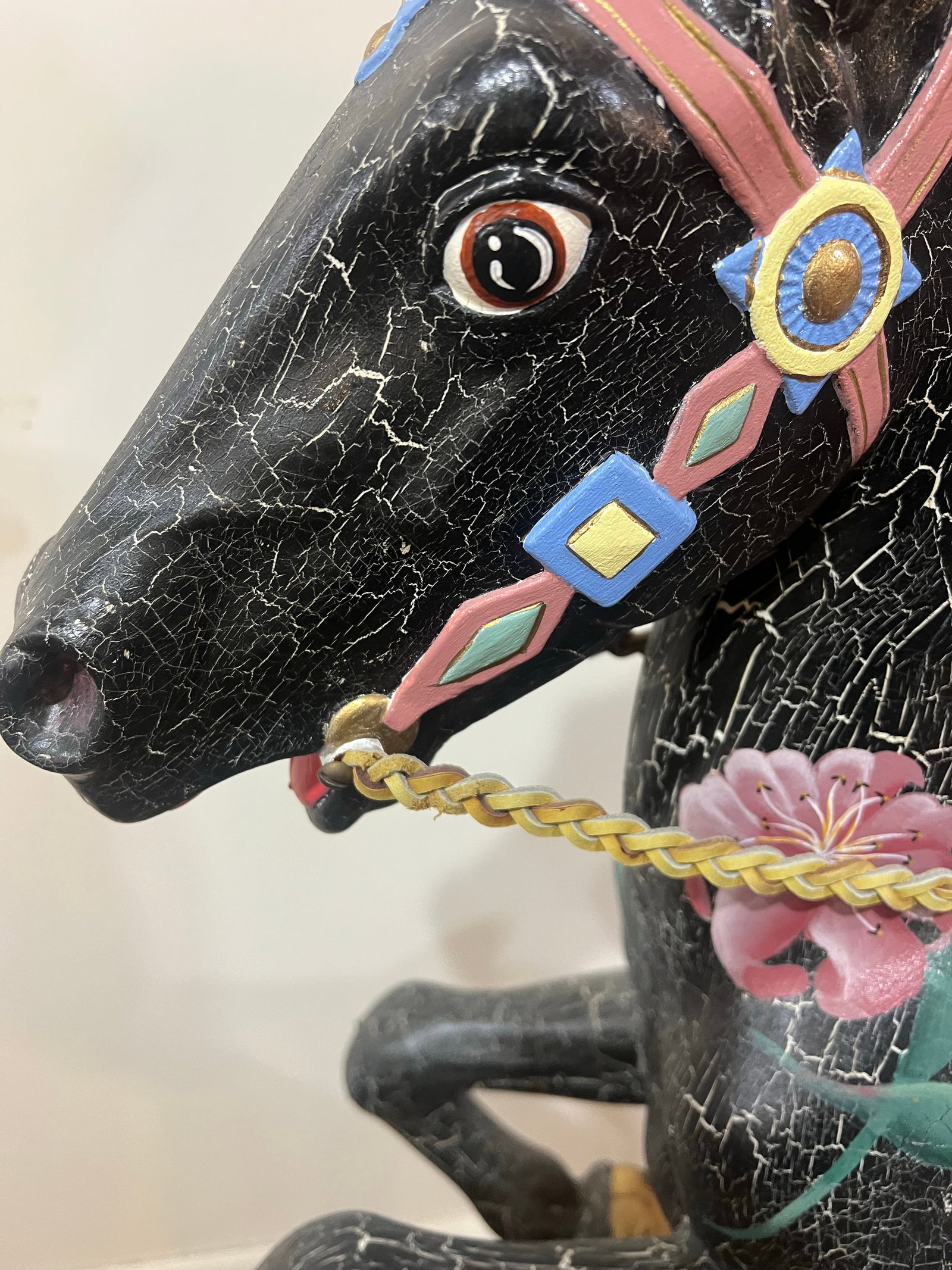 1980s Rotocast Molded Carousel Lifesize Miniature Horse on Wooden Pole - 5
