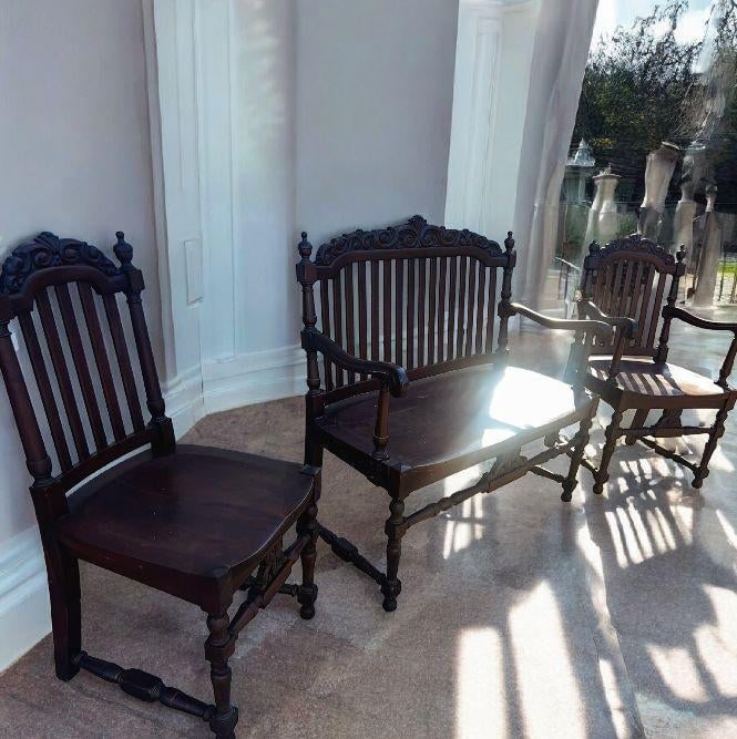 Exquisite, Two-Piece Antique Mahogany Set Stamped by Michigan Chair - 4