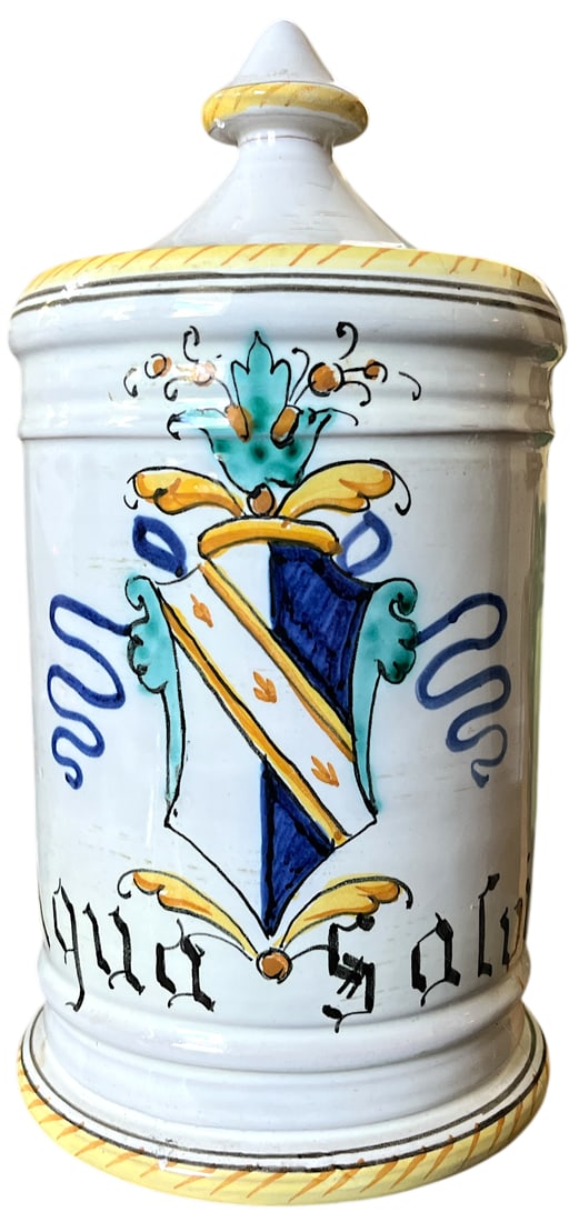 1960s Set of 3 Italian Majolica Apothecary Jars – Aqua Anisi, Rosmarinus & Aqua Salvia - 4