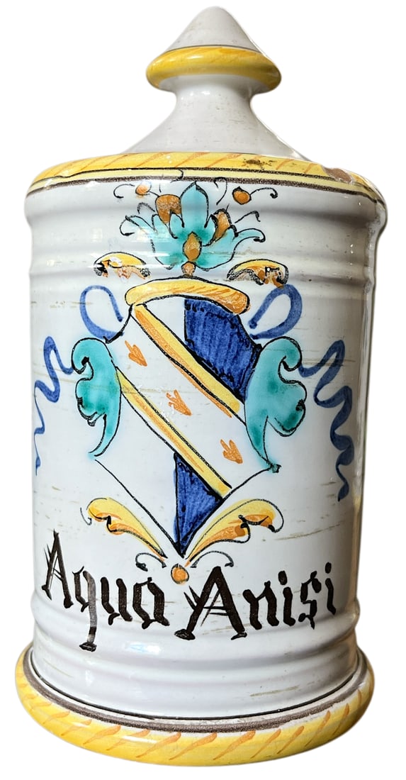 1960s Set of 3 Italian Majolica Apothecary Jars – Aqua Anisi, Rosmarinus & Aqua Salvia - 6