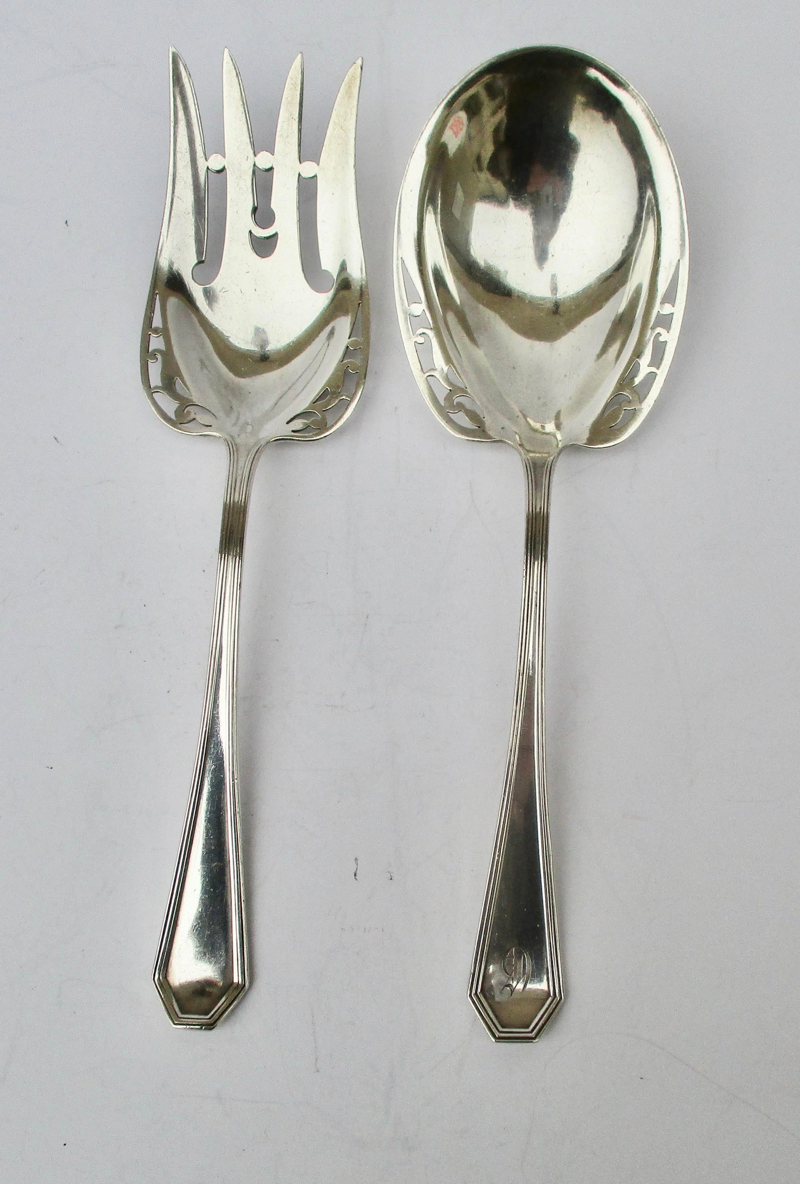 Sterling Silver Salad Set by Reed & Barton Circa 1910 - Set of 2 - 4