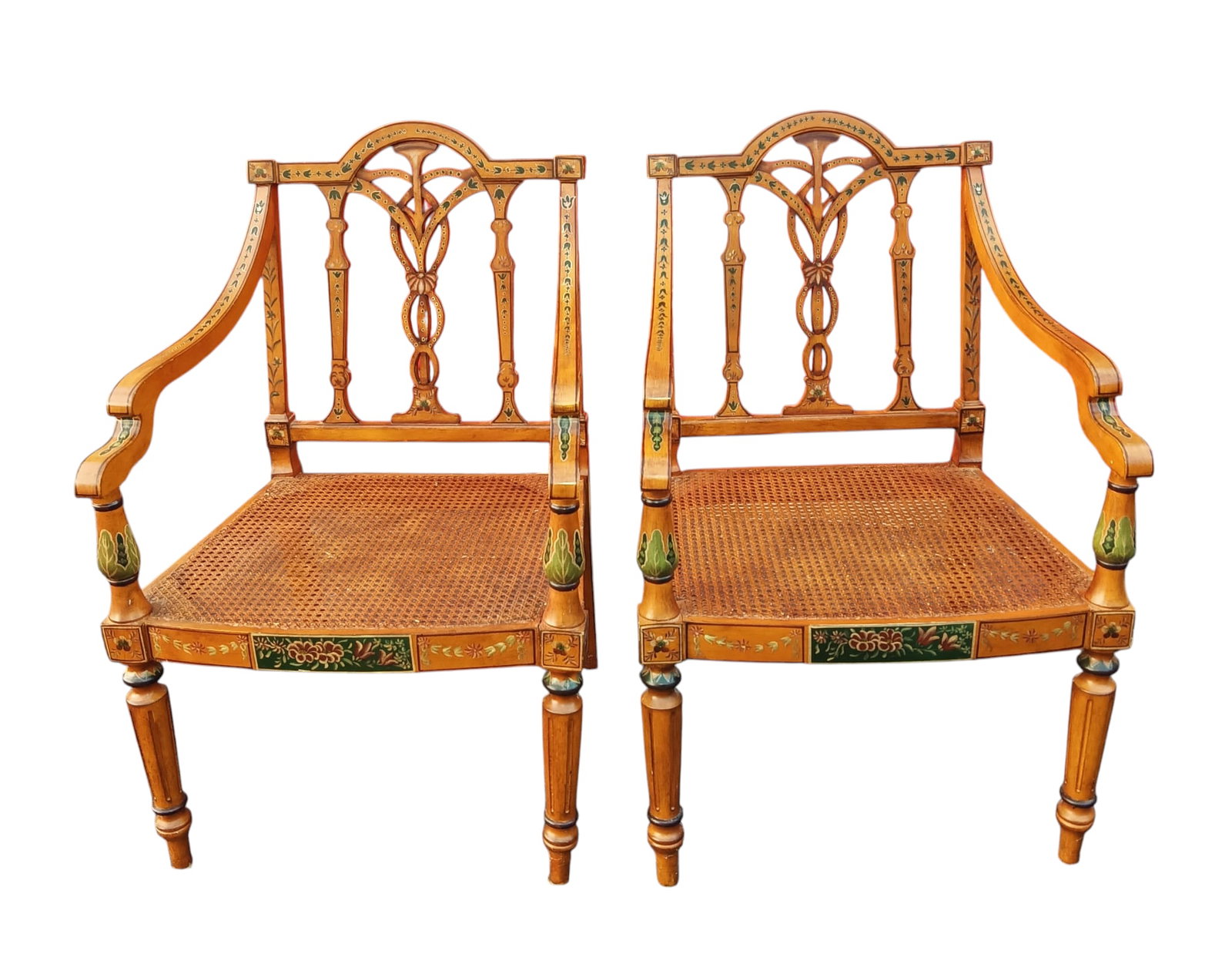 1950s A Touch of Neoclassical Elegance: Pair of English Adam Style Armchairs - 11