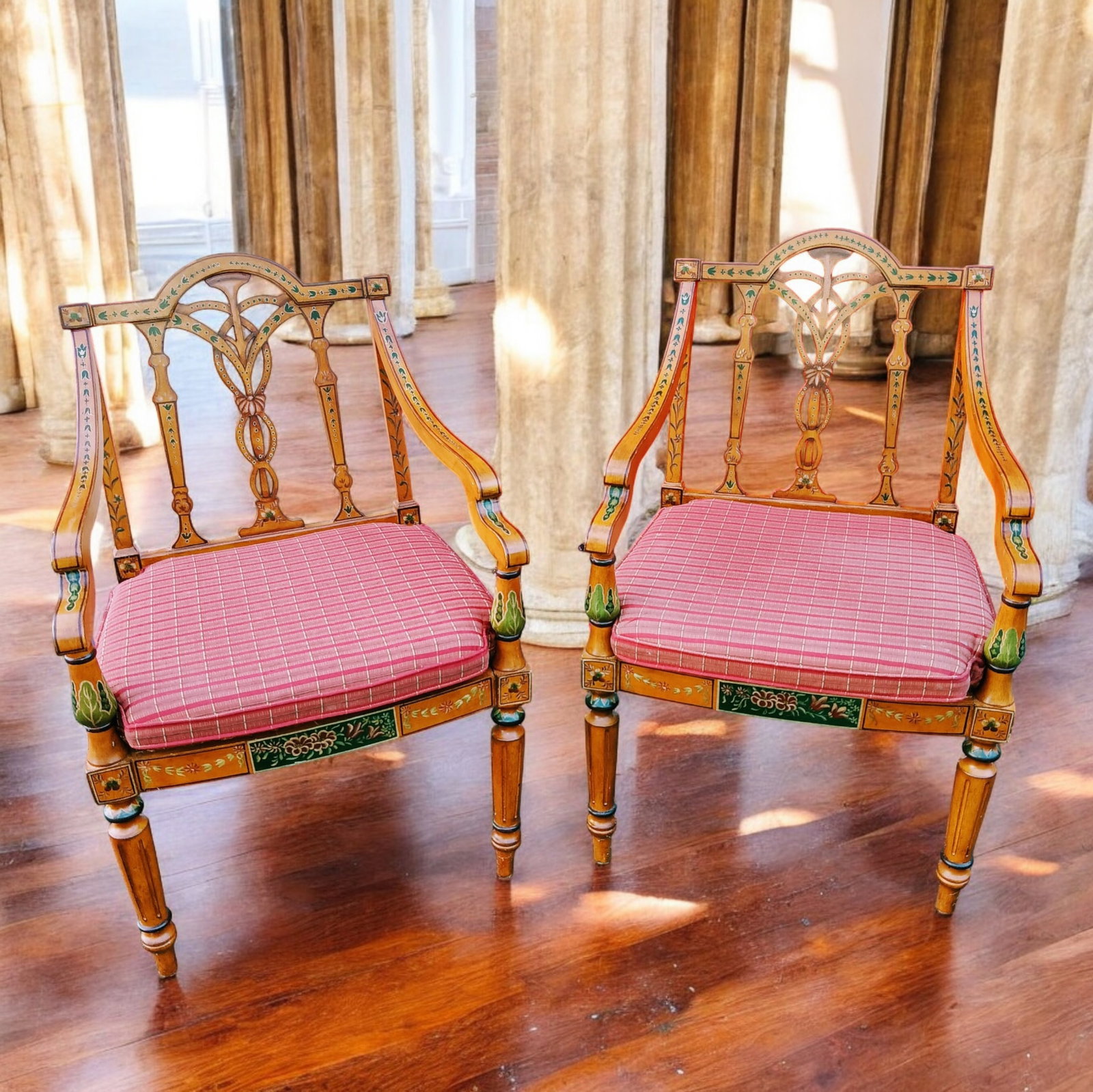 1950s A Touch of Neoclassical Elegance: Pair of English Adam Style Armchairs - 2