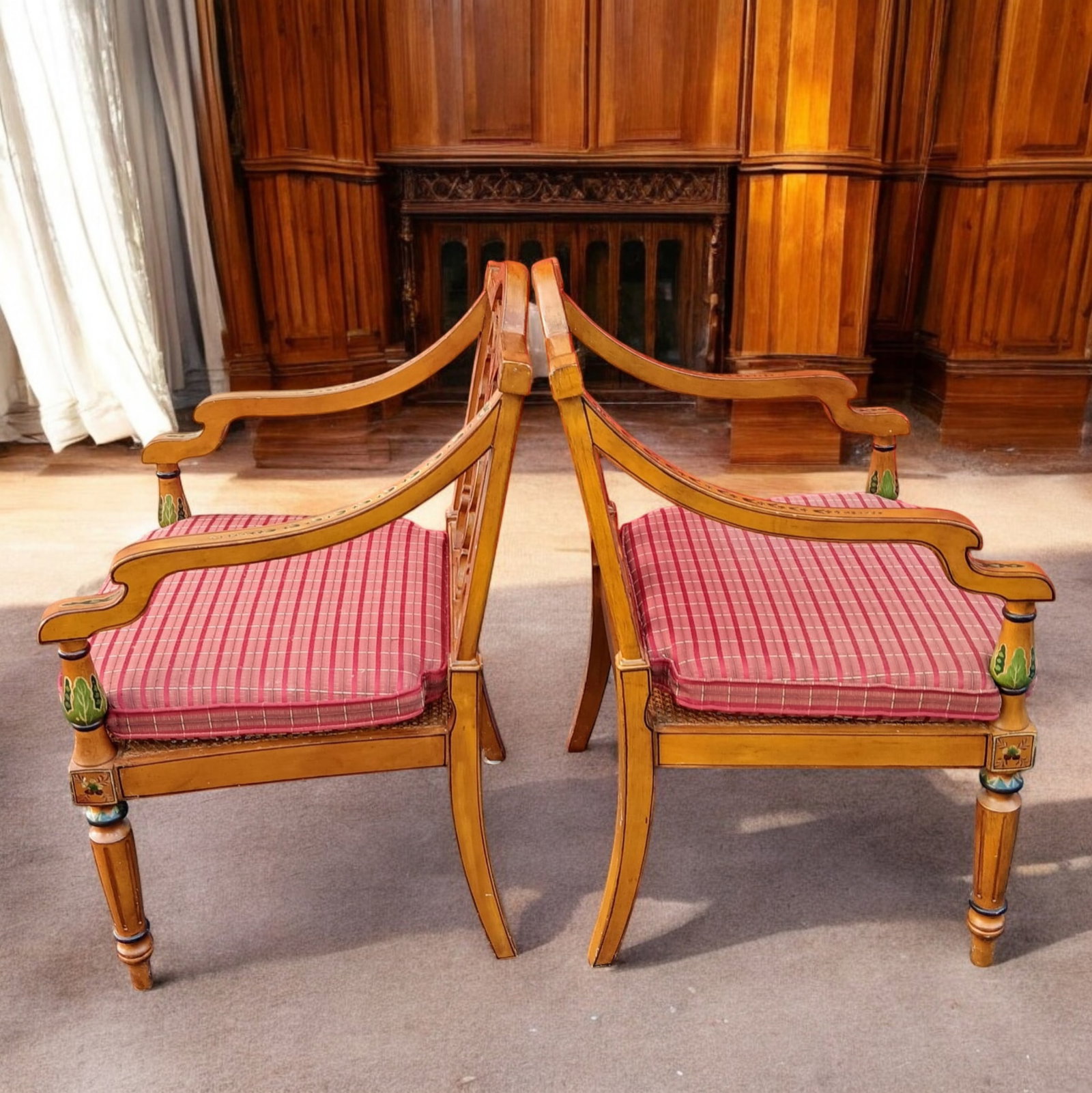 1950s A Touch of Neoclassical Elegance: Pair of English Adam Style Armchairs - 3