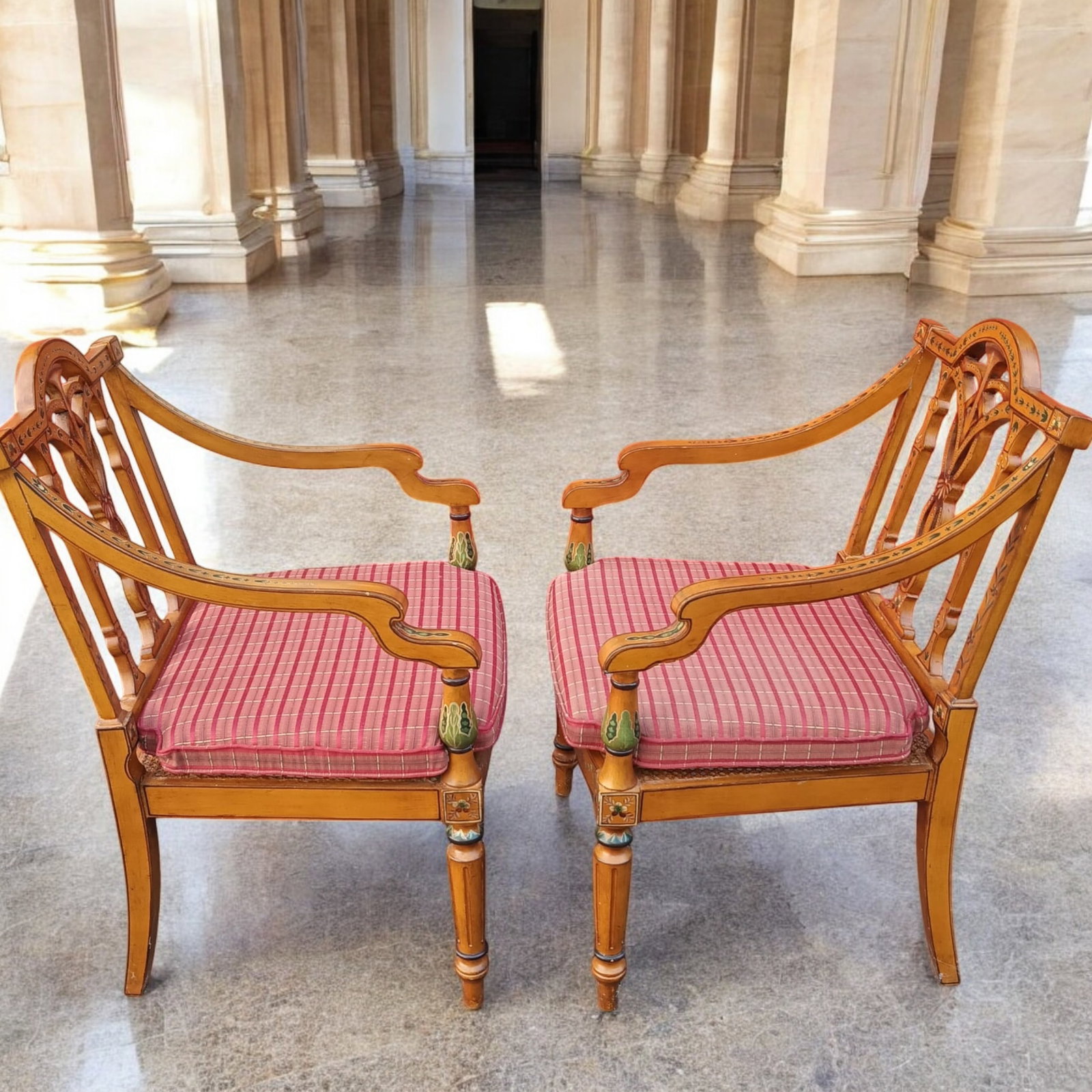 1950s A Touch of Neoclassical Elegance: Pair of English Adam Style Armchairs - 8