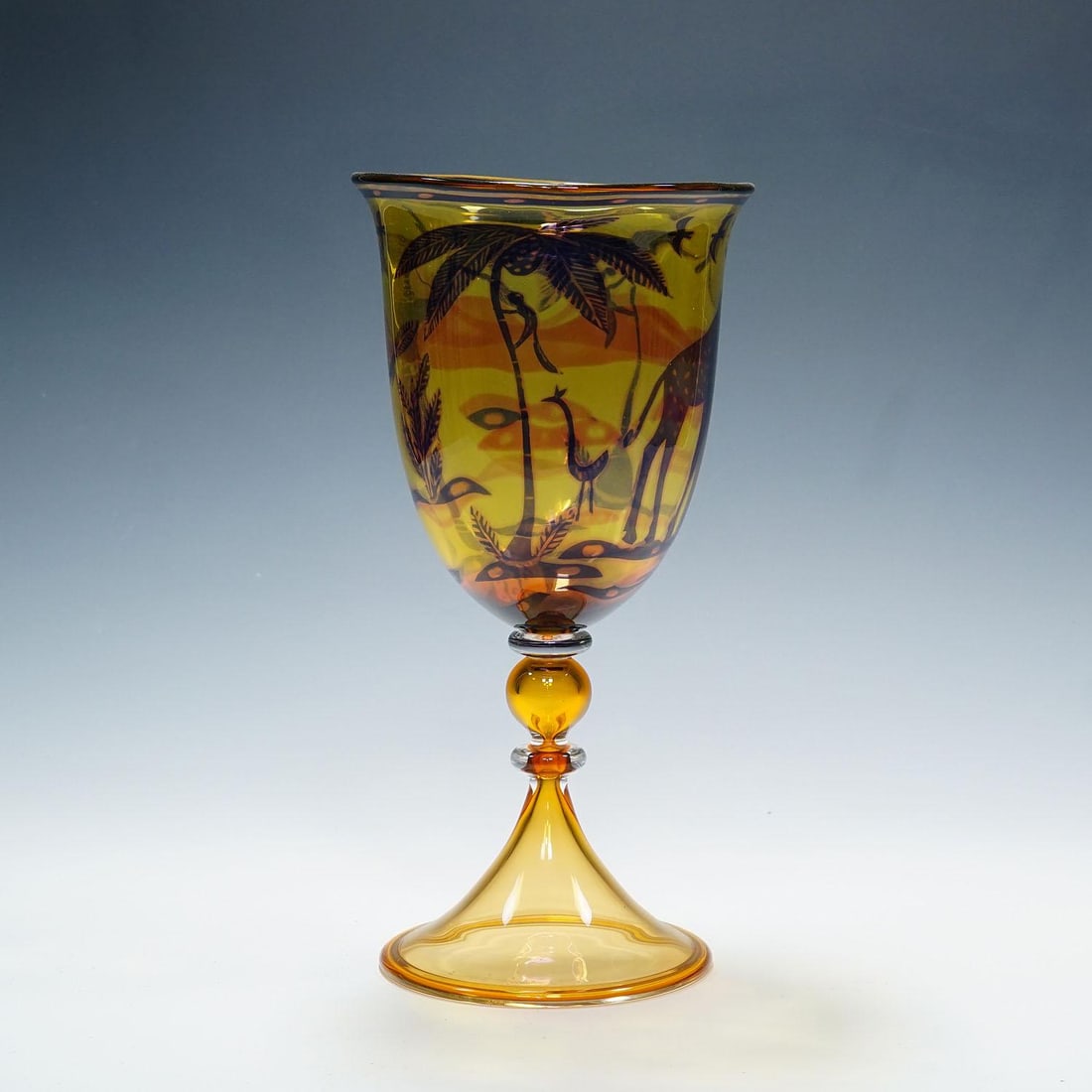 Art Glass Graal Goblet by Wilke Adolfsson 1988 - 4