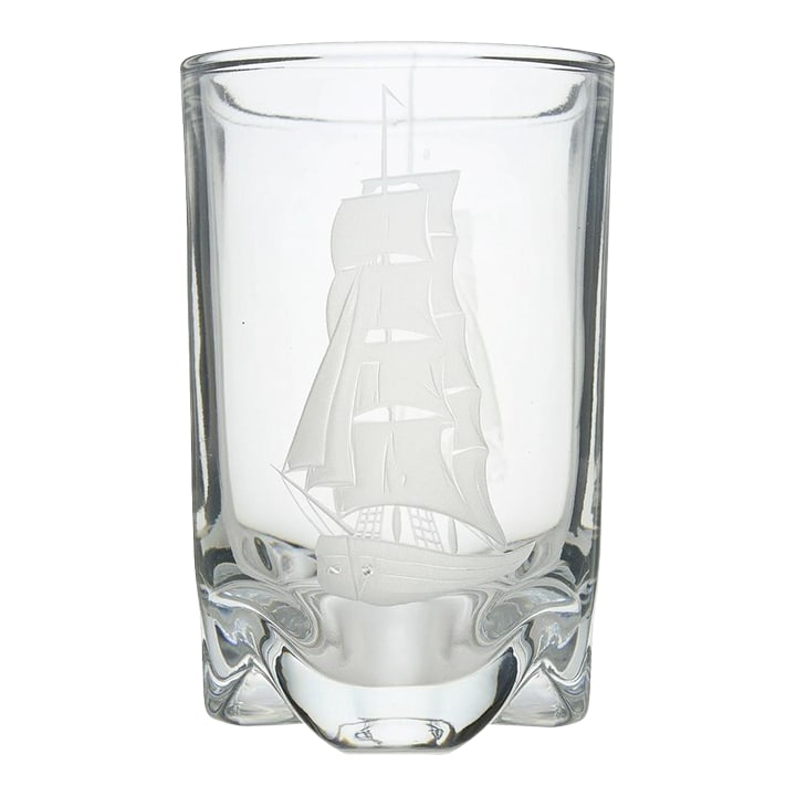 Mid 20th Century Orrefors Vicke Lindstrand Engraved Ship Crystal Vase: This exquisite crystal vase is a stunning example of Swedish art glass mastery by renowned designer Vicke Lindstrand for Orrefors. The piece features a beautifully engraved sailing ship motif that cap