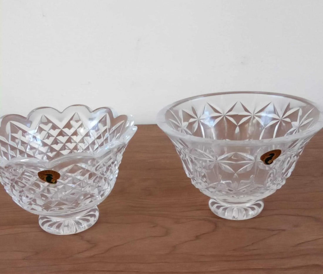 Vintage Waterford Crystal Set With Original Boxes & Labels - O'Mara 10" Bowl, Waterville Pitcher & F - 12
