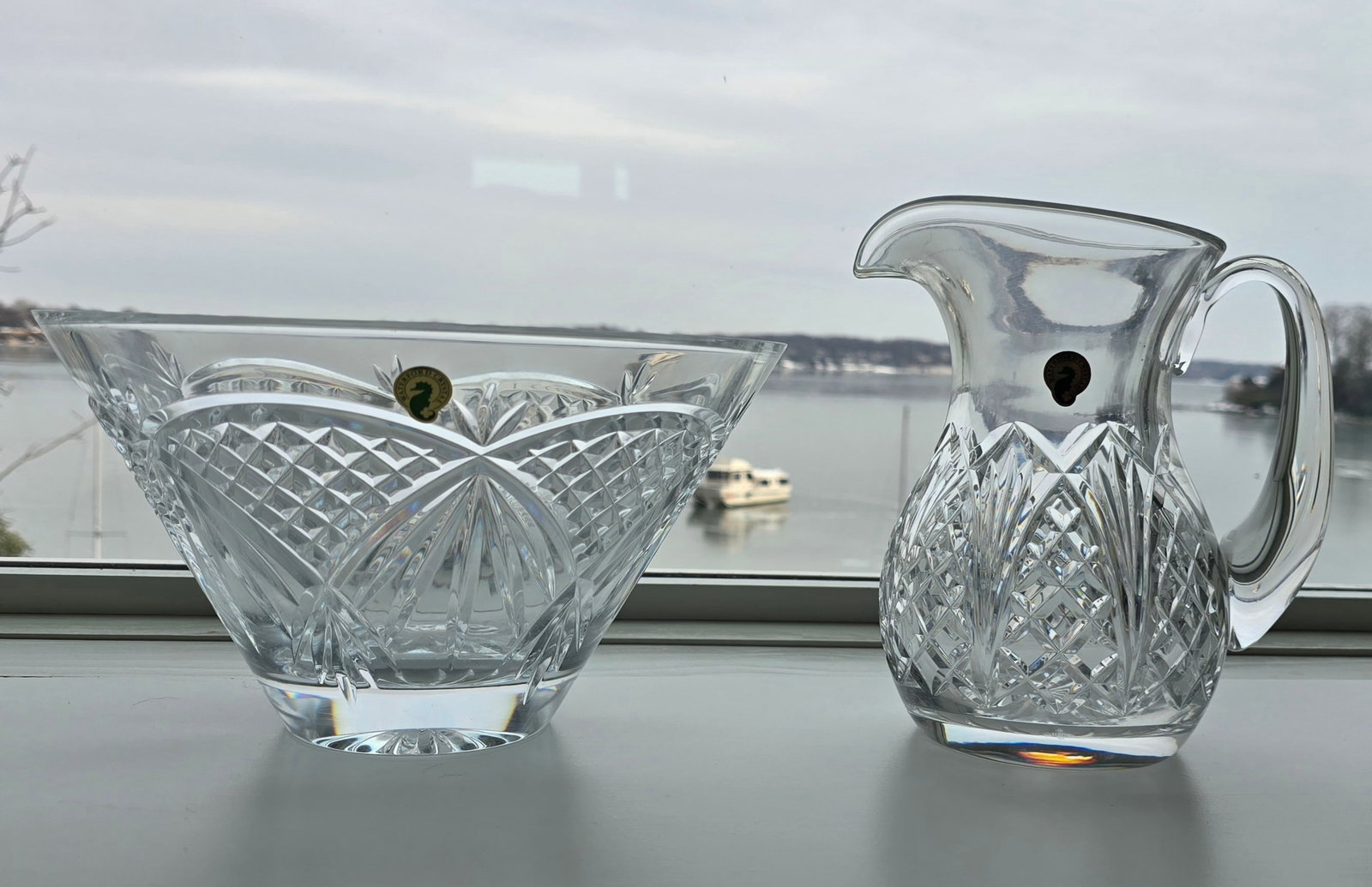 Vintage Waterford Crystal Set With Original Boxes & Labels - O'Mara 10" Bowl, Waterville Pitcher & F - 4