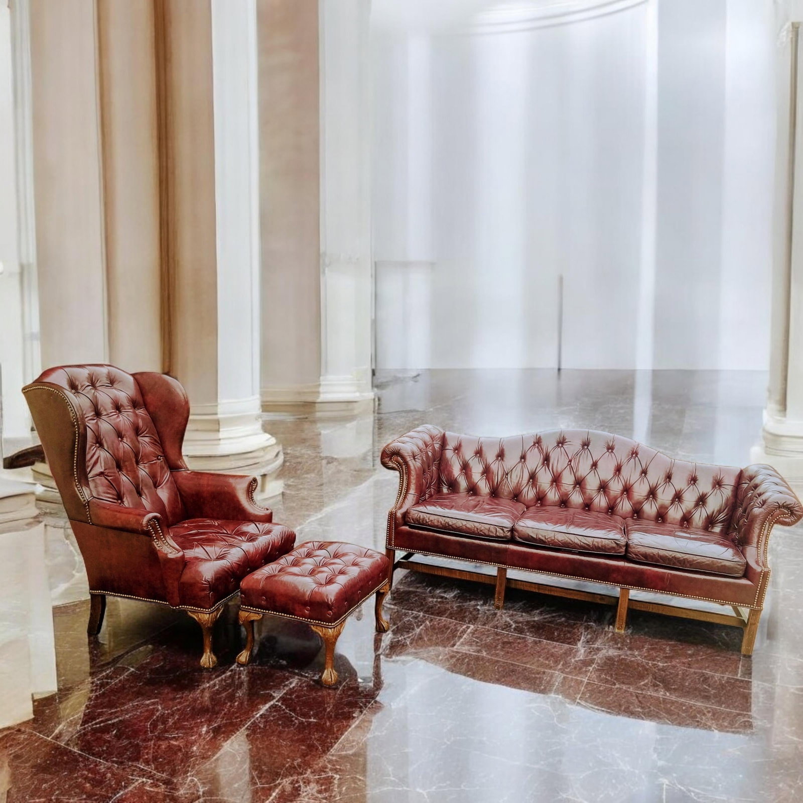 Elevate Your Living Space With the Timeless Elegance of This Exquisite Chesterfield Leather Set by B - 2