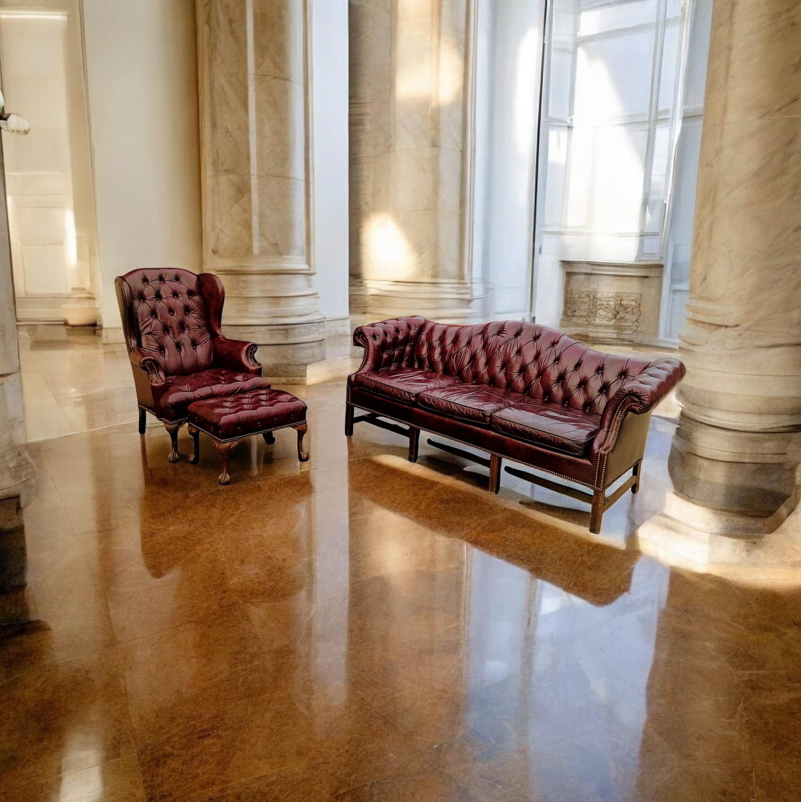 Elevate Your Living Space With the Timeless Elegance of This Exquisite Chesterfield Leather Set by B - 8
