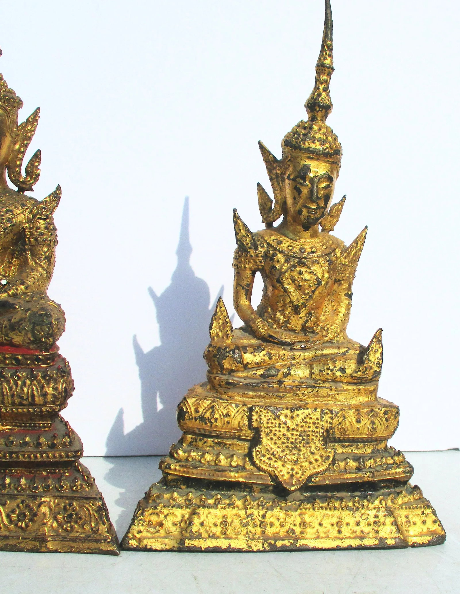 Thai Gilt Bronze Buddha-- 2 Vintage - a Pair - 3