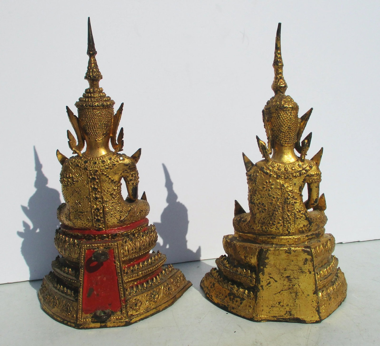 Thai Gilt Bronze Buddha-- 2 Vintage - a Pair - 5