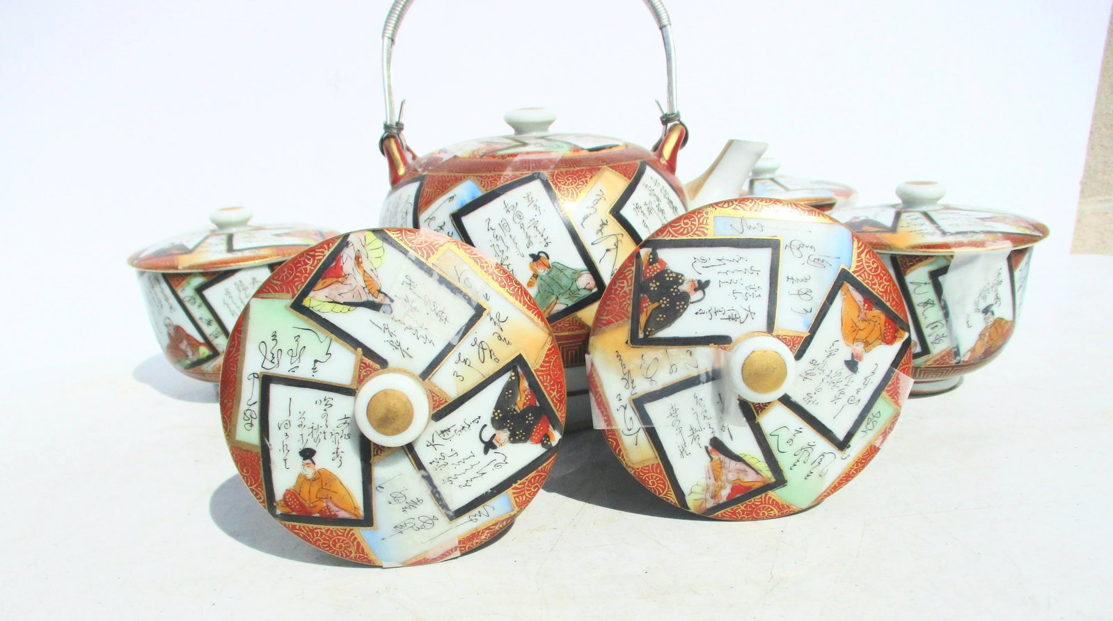 Mid-Century Japanese Porcelain Tea Set- Set of 6 - 8