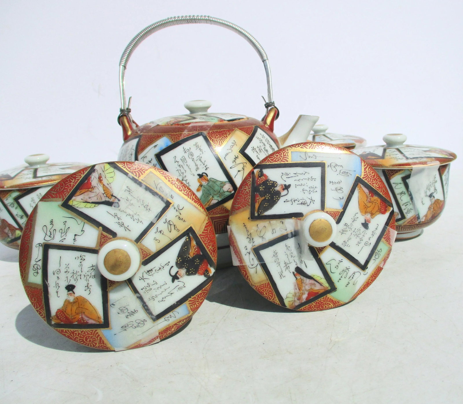 Mid-Century Japanese Porcelain Tea Set- Set of 6 - 9