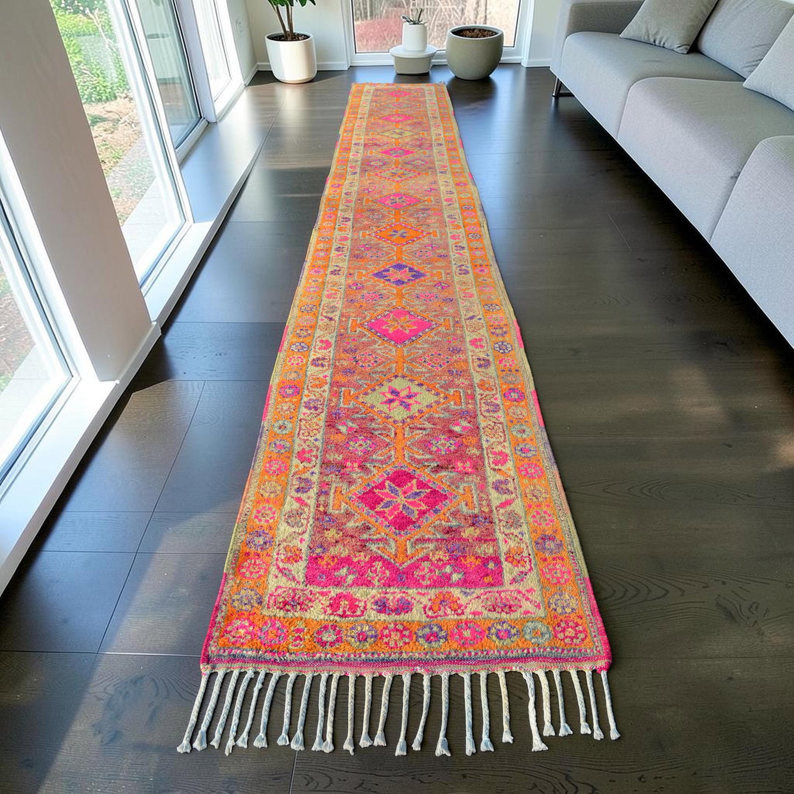 1960s Vintage Runner Rug Hand Knotted Kurdish Tribal Extra Long Runner 2"²11"³ × - 3