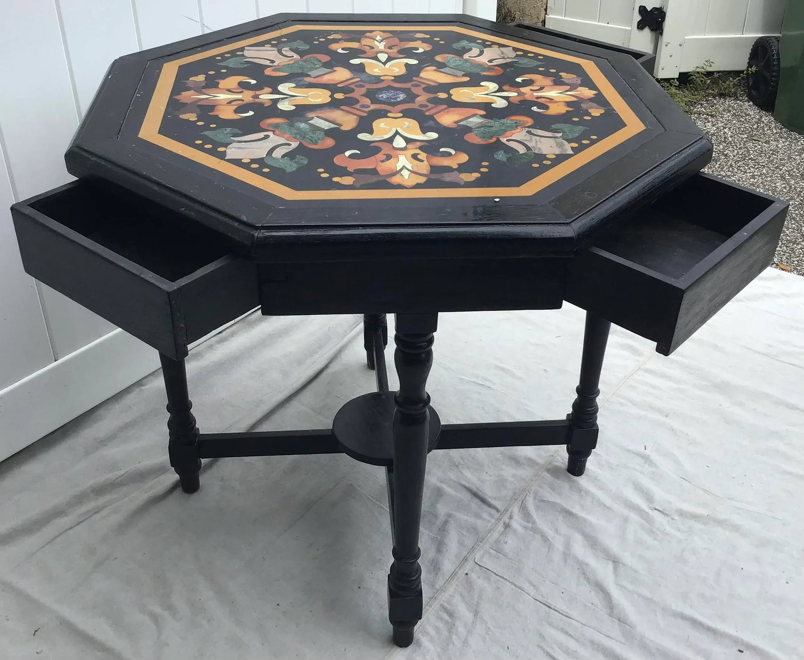 Antique Italian Pietra Dura Octagonal Center Table - 4