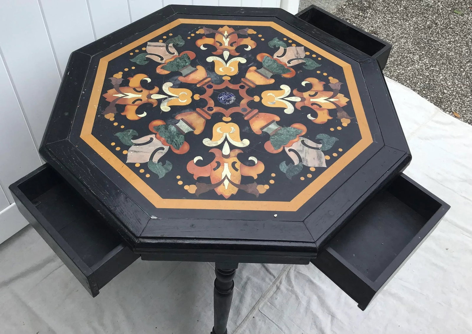 Antique Italian Pietra Dura Octagonal Center Table - 5