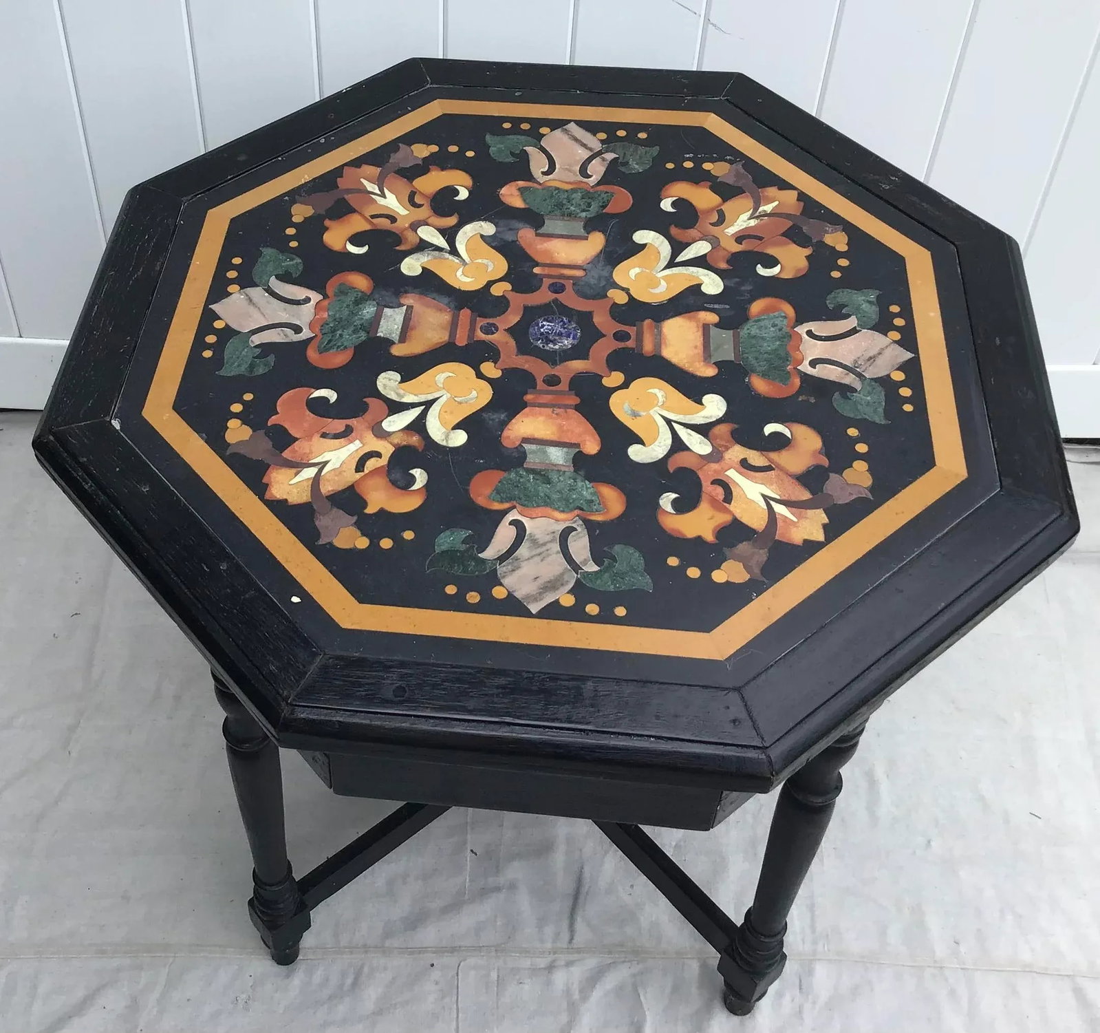 Antique Italian Pietra Dura Octagonal Center Table - 6