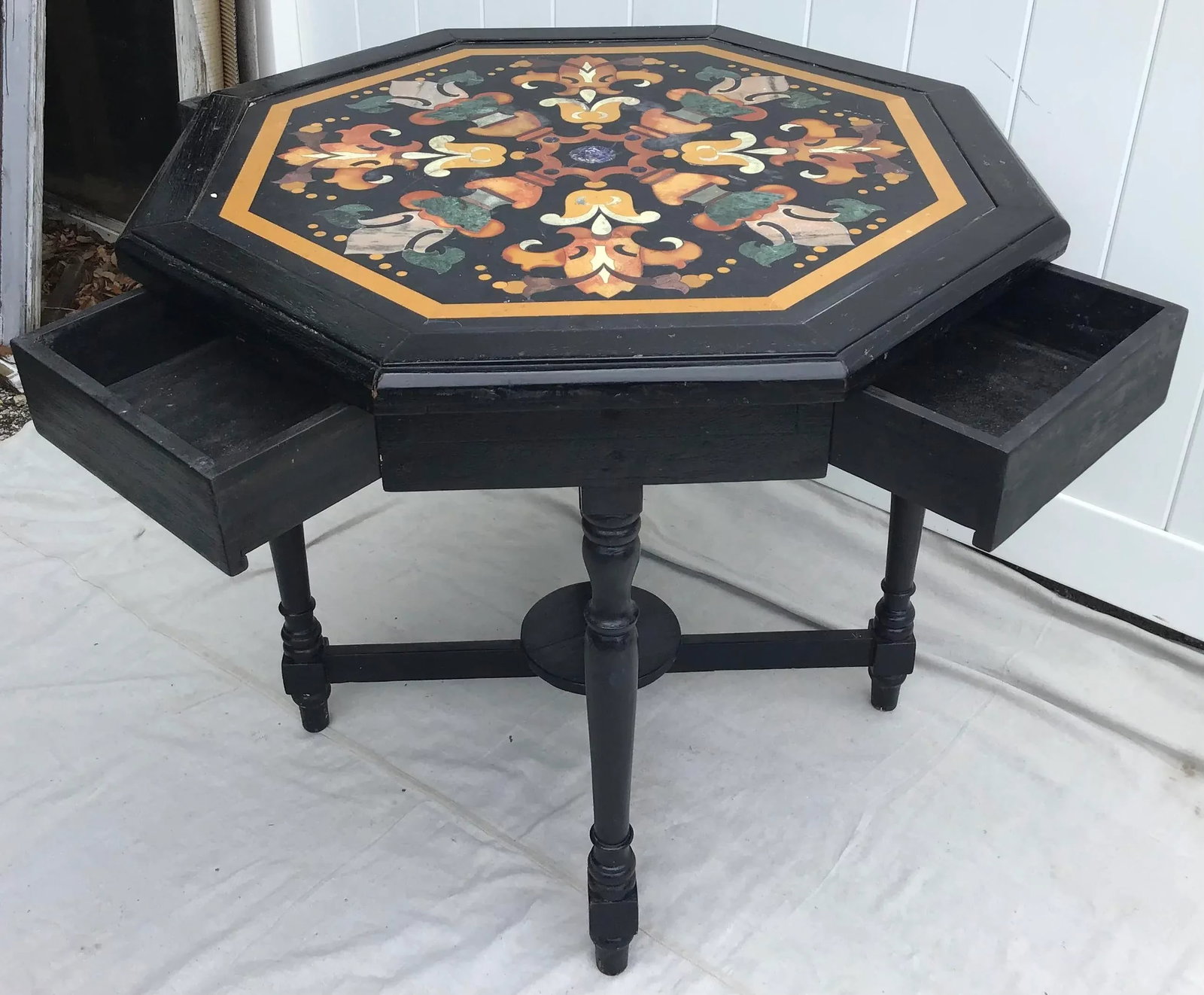 Antique Italian Pietra Dura Octagonal Center Table - 7