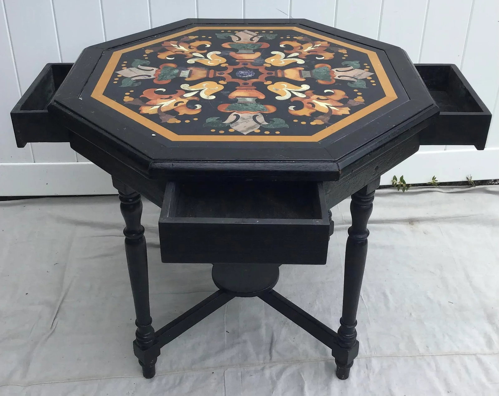 Antique Italian Pietra Dura Octagonal Center Table - 8