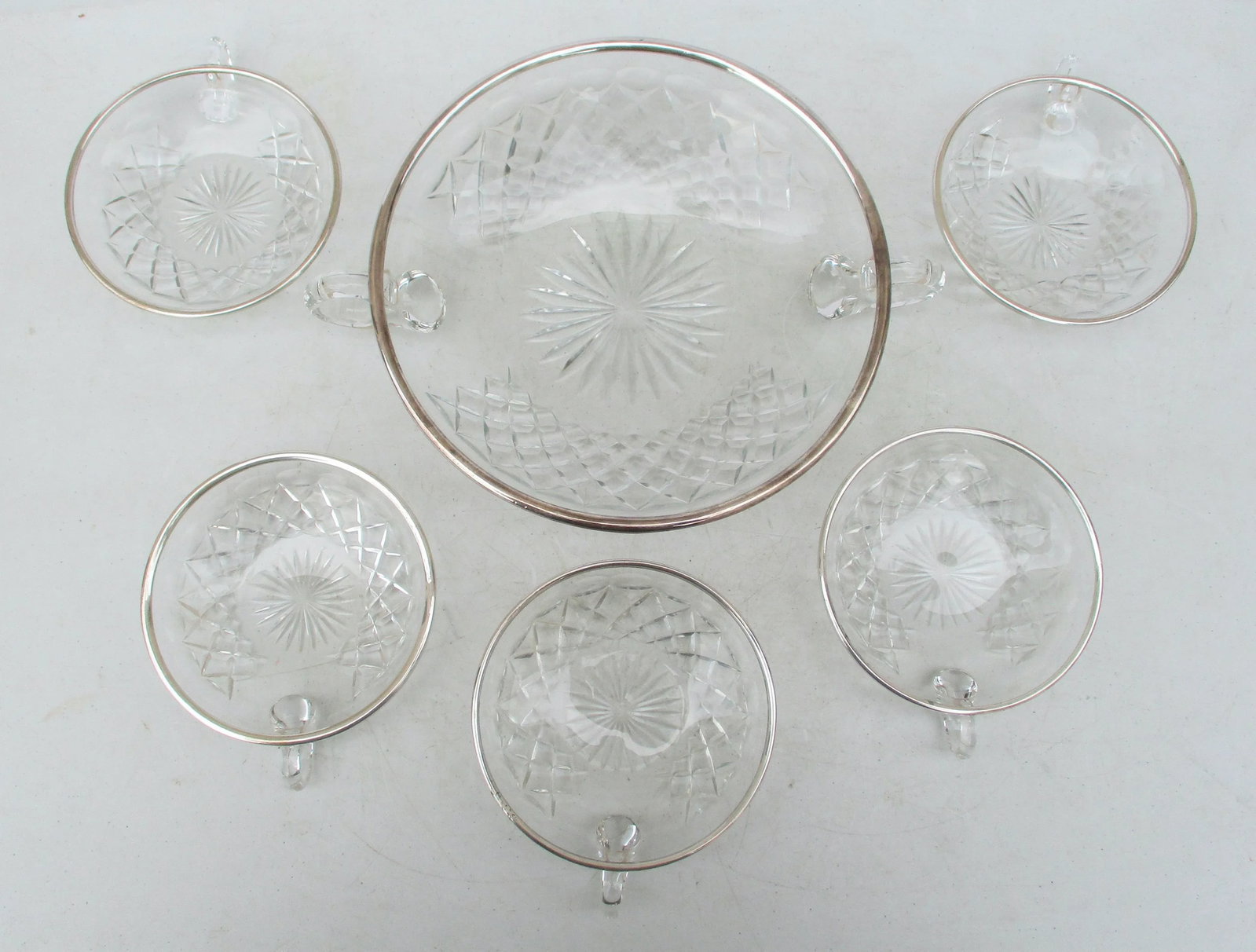 Antique Crystal & Silver Fruit Serving Set- 6 Pieces - 2