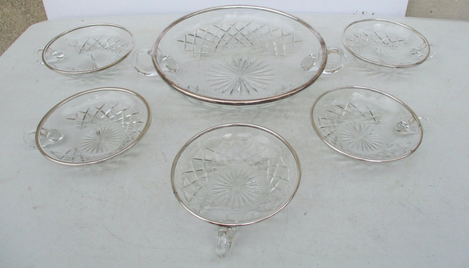 Antique Crystal & Silver Fruit Serving Set- 6 Pieces - 3